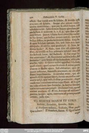 VI) Reditus Domum Et Lusus. Tulliolus, Corneliola, Leutulus, Scipio.