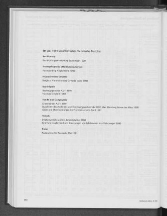 Im Juli 1991 veröffentlichte Statistische Berichte