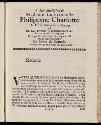 A. Son Altesse Roiale Madame La Princesse Philippine Charlotte ..