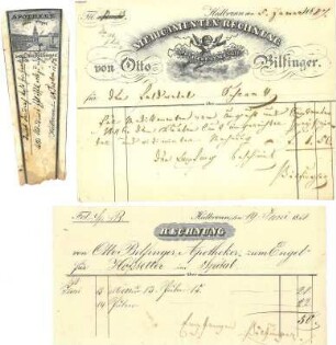 Rechnungen und Arzneizettel der "Apotheke zum Engel von Otto Bilfinger" Engel-Apotheke