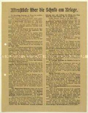 Flugblatt von Theodor Fritsch zur Kriegsschuldfrage
