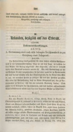 E. Urkunden, bezüglich auf das Erbrecht.