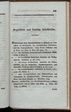 Angeführte und benüzte Schriftsteller.