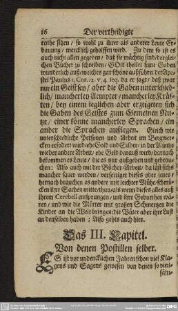 Das III. Capitel. Von denen Postillen selber