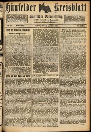 Zweite Ausgabe vom Samstag, den 12. Februar 1927.