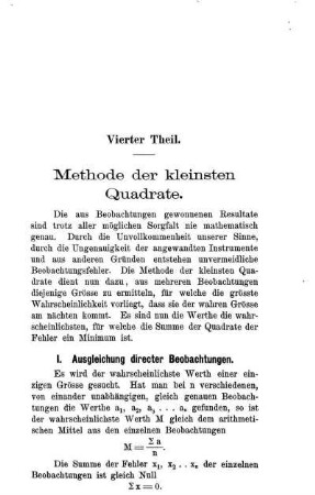 Vierter Theil. Methode der kleinsten Quadrate.