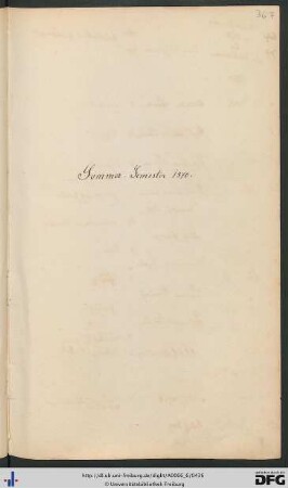 [fol. 367] Sommersemester 1870