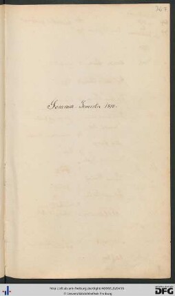 [fol. 367] Sommersemester 1870