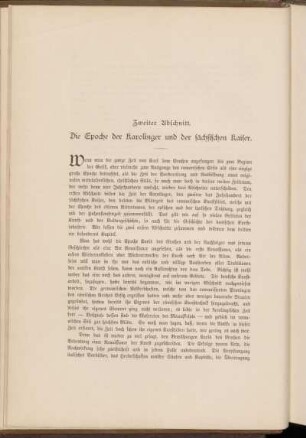 Zweiter Abschnitt. Die Epoche der Karolinger und der sächsischen Kaiser.