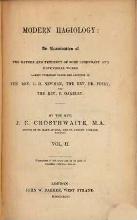 Modern hagiology: an examination of the nature and tendency of some legendary and devotional works, 2