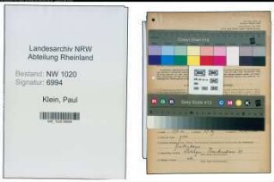 Entnazifizierung Paul Klein , geb. 15.10.1894 (Fabrikant)