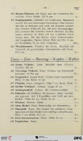 Eisen- Zinn- Messing- Kupfer- Waffen (Nr. 484-571)
