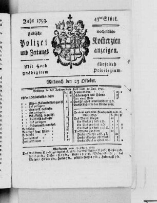 43tes Stück., Ausgabe vom 23. Oktober 1793