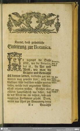 Kurtze, doch gründliche Einleitung zur Botanica