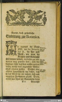 Kurtze, doch gründliche Einleitung zur Botanica