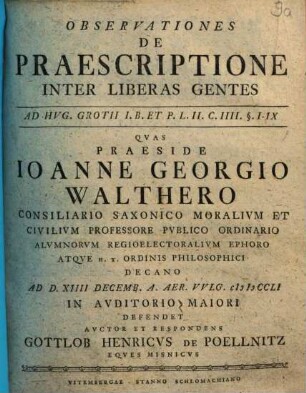 Observationes De Praescriptione Inter Liberas Gentes