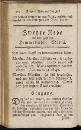 Zweyte Rede auf das Fest der Himmelfahrt Mariä