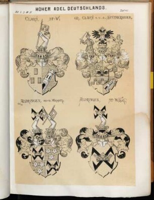 Taf. 45. Clary, St-W. - Gr. Clarÿ v. u. z. Sperbersbach. - Aldringen, verm. Wappen. - Aldringen, St-Wppn.