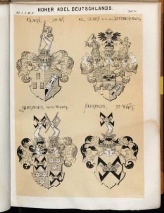 Taf. 45. Clary, St-W. - Gr. Clarÿ v. u. z. Sperbersbach. - Aldringen, verm. Wappen. - Aldringen, St-Wppn.
