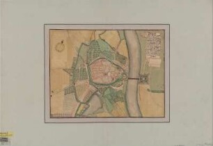 Stadtplan von Torgau, Handzeichnung, um 1720? : Torgau. - [S.l.] , [um 1720?]. - 1 Kt. : kolor. Handzeichng. ; 41 x 32 cm