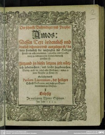 Der scharffe Bußprediger und Prophet Amos