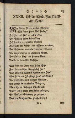 119-136, XXXII. Lob der Stadt Frankfurth am Mayn