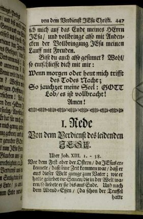 1. Rede Von dem Verdienst des leidenden Jesu.