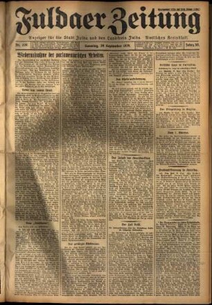 Erste Ausgabe vom Samstag, den 29. September 1928.