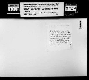Notizen zum Lektorat des Textmanuskripts der OAB, u.a. als Nachrichten des [Oberstudienrats Christoph Friedrich] Stälin [an Finanzrat Karl Eduard Paulus]