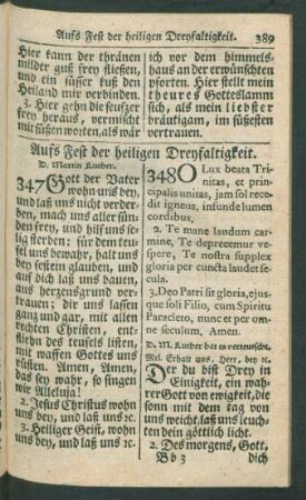 Aufs Fest der heiligen Dreyfaltigkeit.