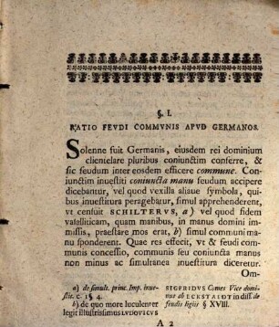 Ad virorum Joh. Jul. Surlandi et Joh. Mart. Ruppelii lectiones et dissertationes inaugurales invitat, paucis praefatus de feudi communis divisione