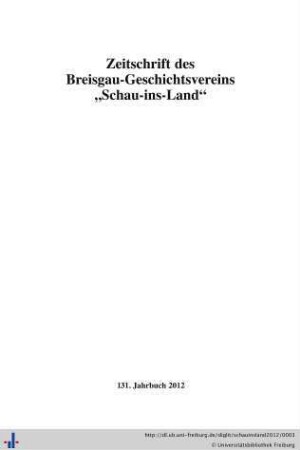 131: Schau-ins-Land: Jahresheft des Breisgau-Geschichtsvereins Schauinsland
