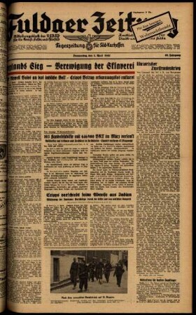 Ausgabe vom Donnerstag, den 02. April 1942.