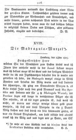 XVIII. Die Madragula-Wurzel.