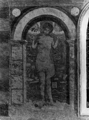 Christus als Schmerzensmann : Christus als Schmerzensmann. Fresko (1501/1533). Kötschach-Mauthen, Pfarrkirche Sankt Markus, äußere Südwand