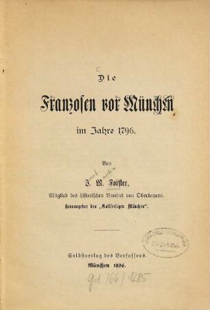 Die Franzosen vor München im Jahre 1796