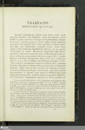 Praefatio editionis quintae