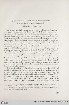 [1.]1951: O twórczości Aleksandra Orłowskiego : (Na marginesie wystawy krakowskiej)