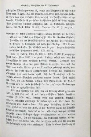 463-464 [Rezension] Schöpfer, Aemilian, Geschichte des Alten Testaments