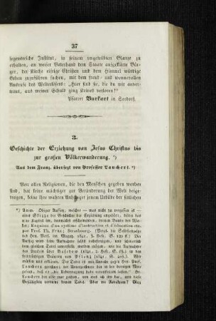 Geschichte der Erziehung von Jesus Christus bis zur großen Völkerwanderung