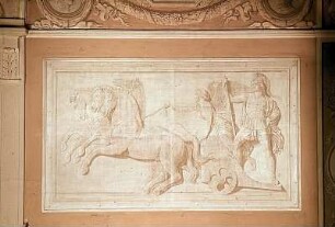 Wanddekoration mit fingierten Reliefs eines römischen Triumphzuges eines Triumphzuges