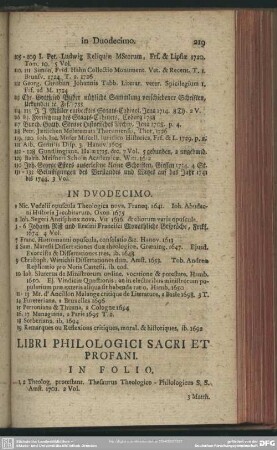 Libri Philologici Sacri Et Profani