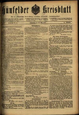 Ausgabe vom Donnerstag, den 22. Mai 1919.