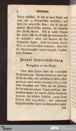 Zweyte Untereintheilung. Drangsalen in dem Wasser.