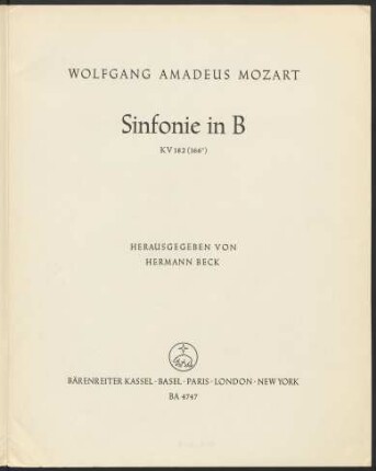 Sinfonie in B : KV 182 (166c)