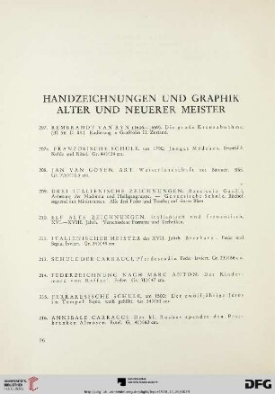 Handzeichnungen und Graphik alter und neuerer Meister (Nr. 207-260)