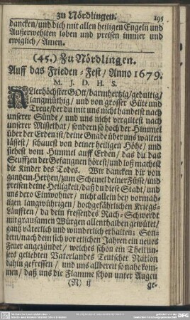 (45.) Zu Nördlingen. Auff das Frieden-Fest, Anno 1679