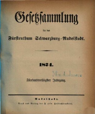 Gesetzsammlung für das Fürstenthum Schwarzburg-Rudolstadt. 35, 35. 1874