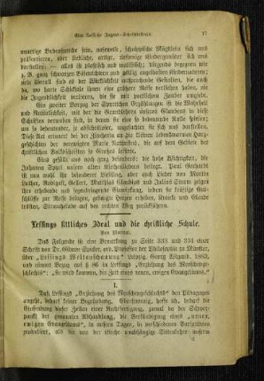 Lessings sittliches Ideal und die christliche Schule