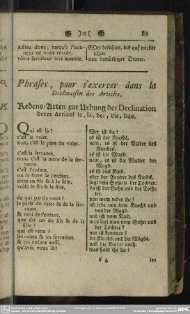 Redens-Arten zur Uebung der Declination derer Articul le, la, der, die, das